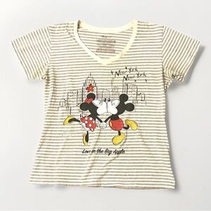 Disney Store Women’s Size L White Gray Striped Glitter Minnie & Mickey Mouse